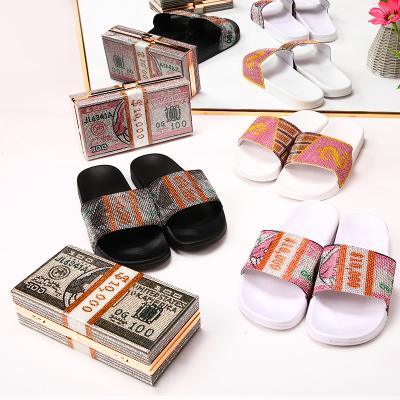 China PVC Women's Silver Shoes 2021 Restructuring Credit Slippers Sandals With Rhinestones for sale