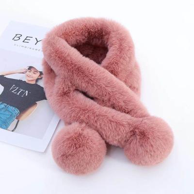 China Factory Direct Real Rex Rabbit Fur Toddler Scarf Toddler Faux Fur Scarf Wholesale Direct Wholesale Mongolian Fur Boa Scarf for sale