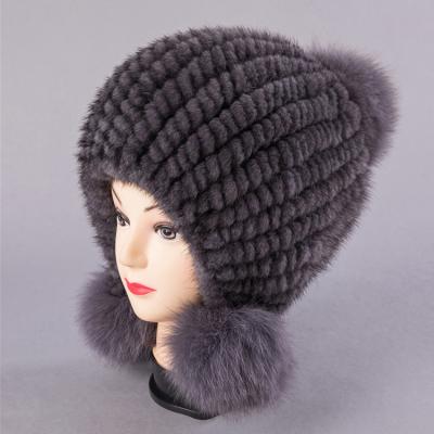 China Factory direct wholesale striped women's hat with real fur women's faux fox fur hat giant fur hat for sale