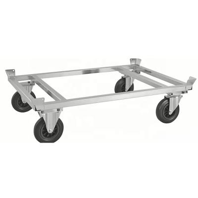 China Industrial Heavy Duty Euro Pallet Dolly With Corner Holder, RAL7035 powder coated, 120x80cm, 800kg capacity for sale