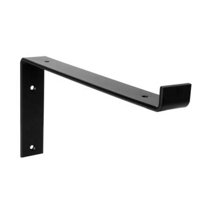 China Q235 Steel Black Shelf Brackets, 90 Degree Wide Corner Bracket / Black Metal Shelf Bracket Industrial Wall Shelf 250x150mm, 100kg Capacity for sale