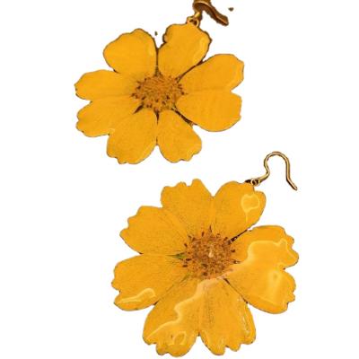 China Cute fashionable pure natural flower and handmade style S925 sterling silver galsang flower earrings for sale