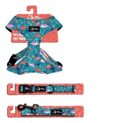 China 2022 Dog Accessories DETACHED Sublimation Adjustable Dog Harness Set Custom Neoprene Dog Chest Harness Personalized Collar and Leash for sale