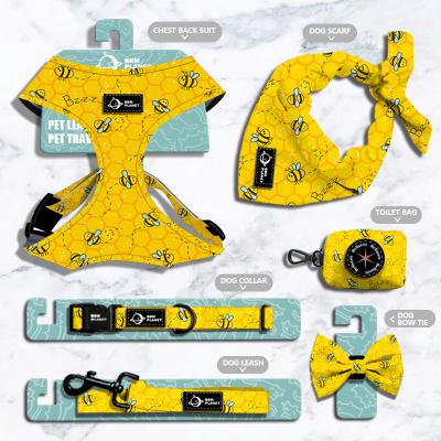 China 2022 Dog Accessories DETACHED Sublimation Adjustable Dog Harness Set Custom Neoprene Dog Chest Harness Personalized Collar and Leash for sale