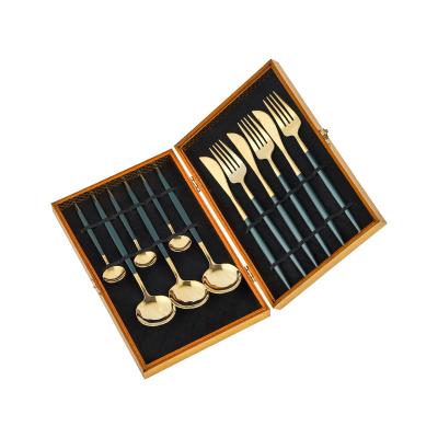 China Viable Portuguese 12pcs Rose Gold Plated Polished Stainless Steel Cutlery Set Flatware Fork Knife And Spoon Set Stainless Steel Cutlery for sale