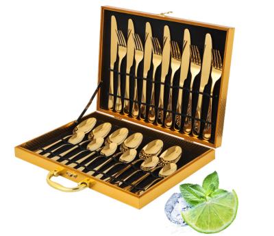 China Viable Hot Sale 12/16/24 Pcs Knife Spoon Fork Set Gold Flatware 24pcs Stainless Steel Flatware Sets Cutlery Set for sale