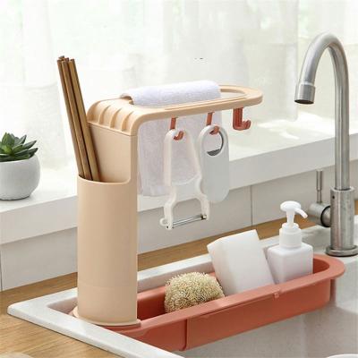 China Modern Retractable Filter Water Sponge Cloth Steel Ball Storage Basket Sink Basket Corner Drain Rack for sale