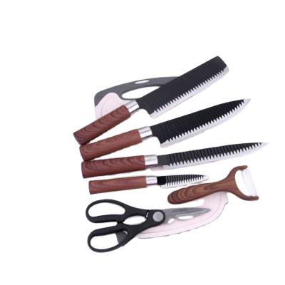 China Viable 6pcs Kitchen Knives Color Wooden Chef Knife Stainless Steel Household Kitchen Knife Set for sale