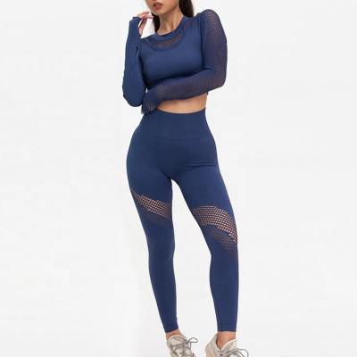 China Hot Sale Private Label Breathable Fitness Long Sleeve Gym Clothing Workout Yoga Set for sale