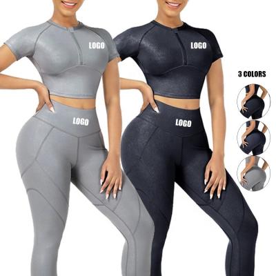 China Wholesale Breathable Fitness Clothing Workout Clothes With Logo Tracksuit Women 2 Piece Yoga Sets Print Women Sportsuit Fitness Sportswear for sale