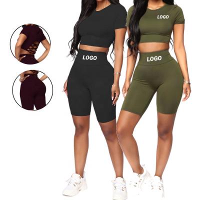 China Breathable Workout Ladies Gym Shorts Women Two Piece Shorts Sets Wholesale Fitness Clothing Workout Sets for sale