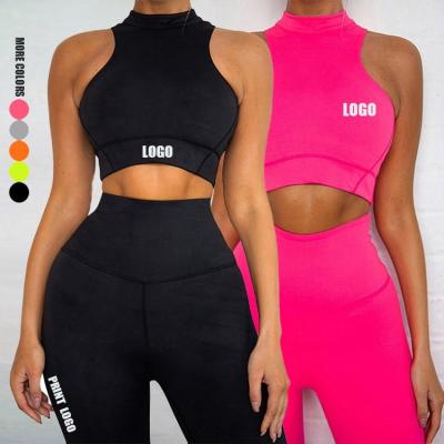 China Breathable Two Piece Crop Top Girls Two Piece Sets Tracksuits Yoga Set Women Sport Wear for sale