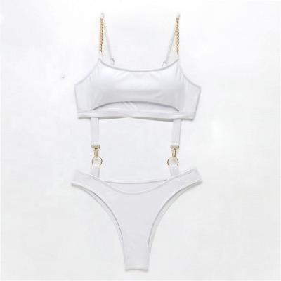 China Sexy White One Piece Swimwear White Metal Buckle Swimsuit Plus Size Swimsuits Bikini For Women for sale