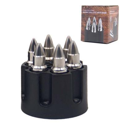 China 6 Pieces Stainless Steel Bullet Whiskey Stone Set Portable Viable Beer Cooler Stone and Metal Wine Beer Champagne Beer Cooler Custom Set for sale