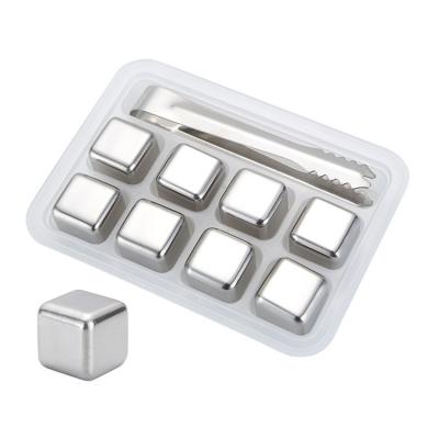 China Viable High Quality Square Shape Wine Stainless Steel Reusable Ice Cube For Bar Accessories Gift Set for sale