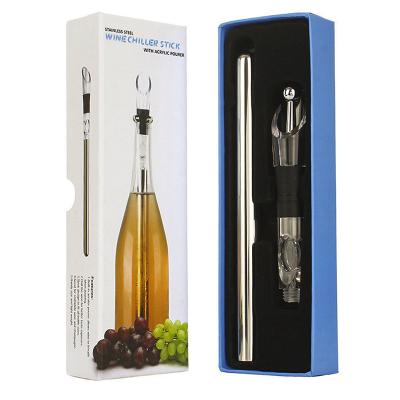 China Stainless Steel Mini Instant Wine Bottle Iceless Cooler Metal Beverage Cooler Stick Cooler Set with Aerator and Pourer for Champagne for sale