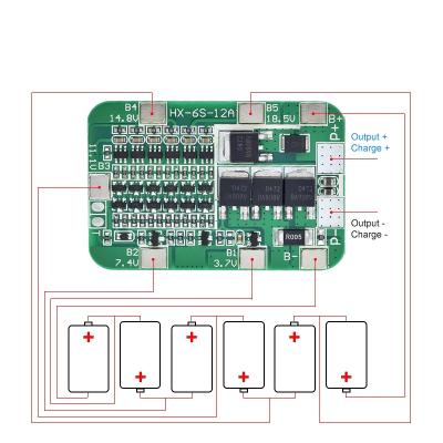 China ISMART 6S 12A 24V Package 18650 PCB BMS Protection Board For 6 Li-ion Lithium Battery Cell Module 6S 12A Bms Battery for sale