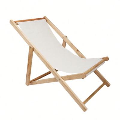 China Hot Selling Wood+600D Polyester Outdoor Extended Beach Lounger Wooden Folding Beach Chair Portable Folding Sun Beds for sale