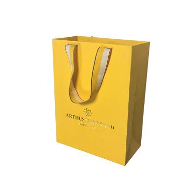 China 2022 Biodegradable Eco-friendly Custom Luxury Handmade Luxury Yellow Shopping Garment Gift Packaging Paper Bags Extra Large for sale