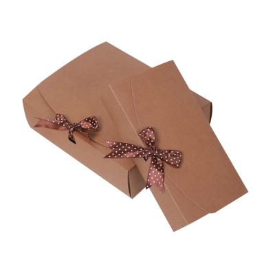 China Handmade Cute Kraft Paper Folding Bow Gift Boxes Color Christmas Small Full Paper Box Packaging Wholesale for sale