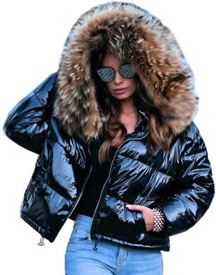 China Women's Viable Fur Jacket Winter Hooded Stripper Coat Windproof Winter Warm Down Jacket for sale