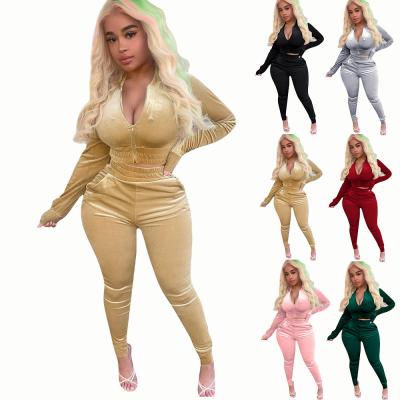 China Wholesale Solid Color Breathable Plus Size Women Winter 2 Piece Sets Best Selling Monsoon Crop Two Piece Set Top for sale