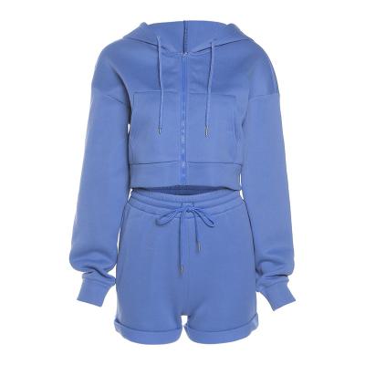 China Breathable Solid Sleeveless Zipper Crop Hoodie Tracksuit Top Girl Sweatsuit Set Pants Two Piece Set for sale