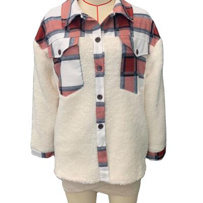 China 2021 Autumn And Winter Jacket Solid Christmas Plaid Breathable Patchwork Warm Women Coat Wool for sale