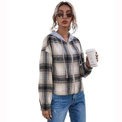 China Street Wear Vintage Breathable Custom Made Plaid Outerwear Shorts Hooded Winter Autumn Jacket For Women Stylish for sale