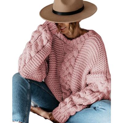 China Sustainable Women's Solid V-Neck Long Sleeves Twist Strapless Sweater Sweater Coat for sale