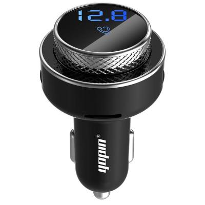 China Fast charge 3.0+bluetooth handsfree calls+mp3 player luxury led display dual usb qc3.0 car charger, bluetooth fm transmitter car charger for sale