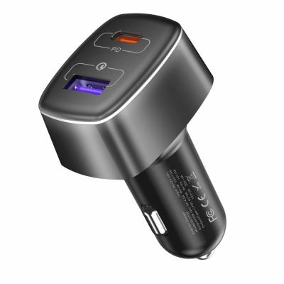 China Laptop PD 65W +QC18W Dual Fast Car Charger For Laptop, 83w High Power USB C Car Charger for sale