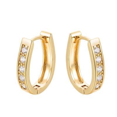 China Fashion Jewelry Romantic Earring 18k Gold Plated Zircon Charm Simple Round Gemstone 925 Circle Silver Circle Earring Wedding Party Gift For Women for sale