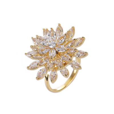 China CLASSIC Inlaid Zircon s925 Sterling Silver Fashion Valentine Jewelry Luxury Sunflower Diamond Ring For Women Gift for sale