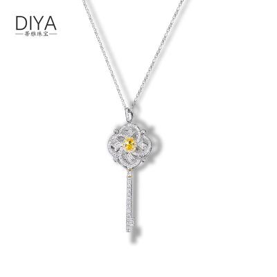 China Europe and America shape jewelry Crystal Zircon Inlaid Luxury Gemstones 925 Sterling Silver Cross Chain Key shape pendant necklaces for women for sale