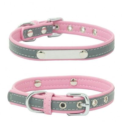 China 2021 Fashion Stainless Steel Metal Pet Leather Collar Personalized Thoughtful Dog Neck Belt Pet Collars for sale