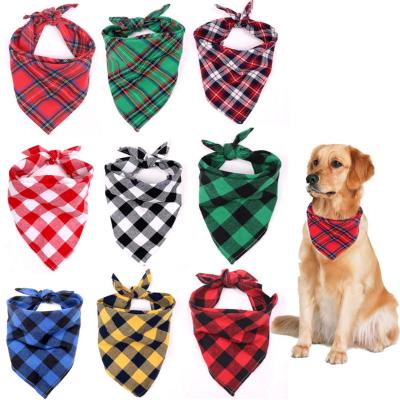 China Wholesale Cotton Pampers Products Square Plaid Pet Bandana Triangle Scarf Christmas Dog Bandana for sale