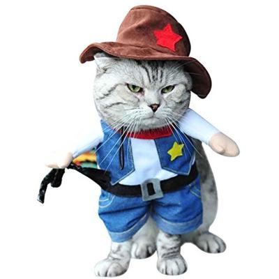 China Hot Selling Halloween Fashion Pet Cosplay Police Clothes Cowboy Jean Clothes Pet Apparel for sale