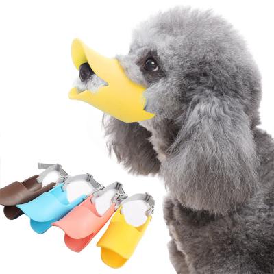 China Prevent Pets To Bark And Bite Soft Silicone Pet Duck Mouth Shape Dog Muzzle Unique Mouth Cover No Pull For Puppy for sale