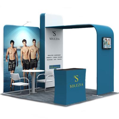 China Portable Exhibition Booth Exbihition Promotion 10x10 Pillow Case Trade Show Tension Fabric Backdrop Advertising Exhibition Booth for sale