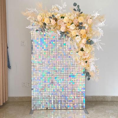 China Eco-friendly Rectangular PET Shimmer Sequin Wall Sequin Panel UV Resistant For Events Backdrop Decoration for sale