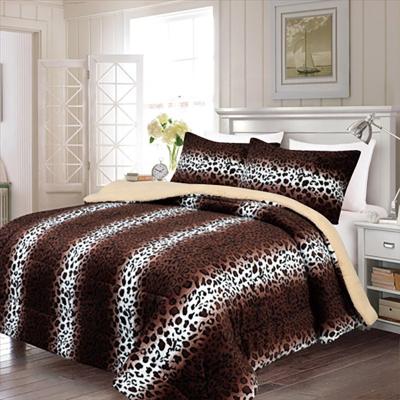 China Cheap Sale Luxury Leopard Print 3pcs Quilt Queen Natural Soft Flannel Quilt Fabric Set Borrego for sale