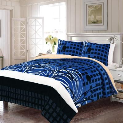 China Kids Comforter Sets Good Selling Bedding TOKYO Style Custom Blue 3 Piece Flannel Sherpa Comforter Comforter Set for sale