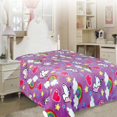 China Wholesale Soft Unicorn Bedding Blanket Twin Size Kids Cartoon Girls Throw Travel Blankets for sale