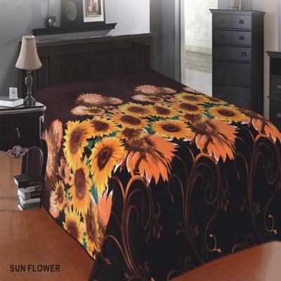 China Cheap Plush Fur Flannel Blanket Wholesale Fleece Blanket Mexican Sun Flower Printing Sherpa Borrego Blanket for sale