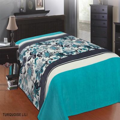 China Super Soft Fleece Blankets King Queen Twin Size Turquoise Color Polyester Sublimation 220gsm Flannel Blanket for sale