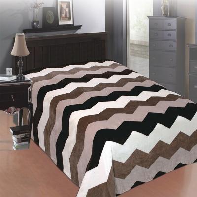 China OEM Pujiang Soft Super Soft Stripe Printed Moroccan 220gsm Flannel Home Sofa Bed Fleece Blanket for sale