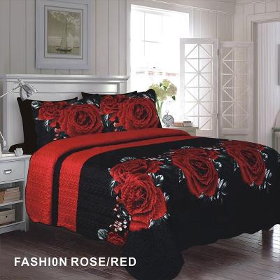 China Soft Rose Flower With Comforter Custom Wedding Sets Printing 6pcs Sleep Bed Spreads Quilt Sheet Fabric Sale for sale