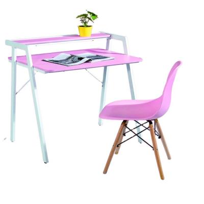 China With shelf wooden metal combination household studying table desk and chair set with book shelves for sale