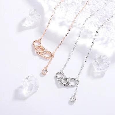 China Fashion 2022 Fashion Jewelry 925 Silver Ice Cream Zircon Pig Nose Shape Pendant Necklace For Girls for sale